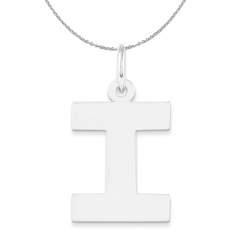 Silver Amanda Collection Medium Block Style Initial I Necklace - 16 In